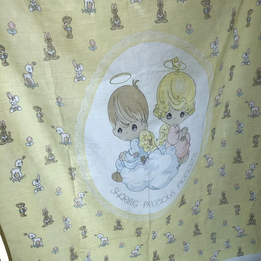 Precious Moments Yellow Baby Bedding Panel - Charming Angel Print